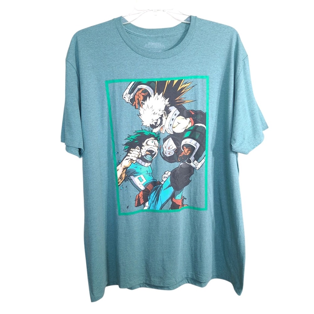 My Hero Academia Unisex Green T-Shirt Short-Sleeve Graphic Print Size XL